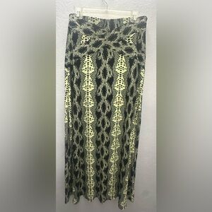 ECI Black and Yellow Patterned Maxi Skirt